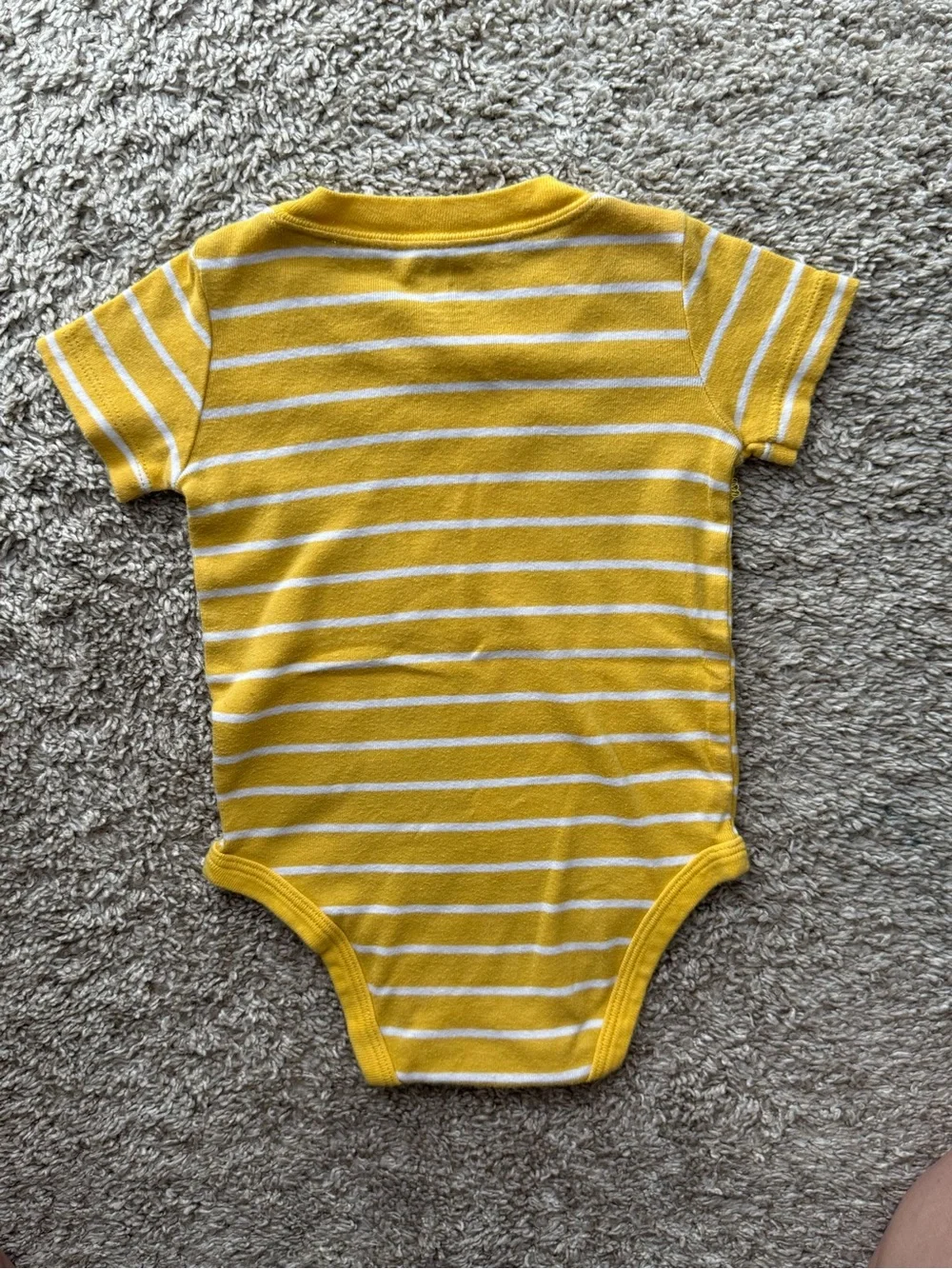 Carter’s Yellow & White Striped Short Sleeve Bodysuit 9M Baby One Piece